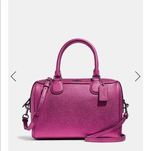 Coach mini Bennett Satchel NWT metallic Magenta. Super fun bag! Hard to find!
